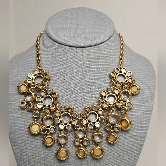 [J. CREW] Gold Crystal Drop Bib Statement Necklace - Picture 10 of 16